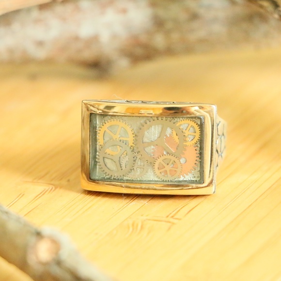 925 Sterling Silver Clock Machinery Clock Wheels Gear - Picture 3 of 8